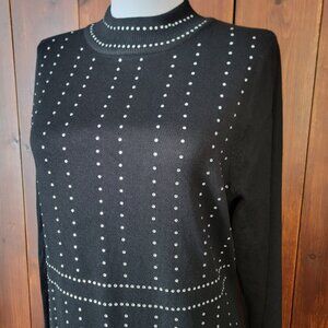 Say What? Womens XL Rhinestone Sweater Dress Black Bodycon Long Sleeve NWT Glam